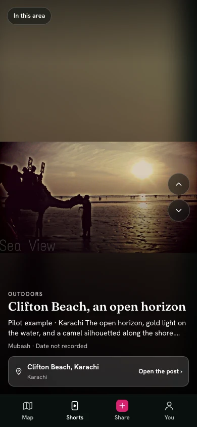 A Map of XP Short for Clifton Beach, with a sunset photograph, its pilot example title, author and link to the full post